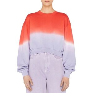 FRAME Womens Dip-Dye Cotton Crop Sweatshirt in Orange/Lavender, Size XSmall